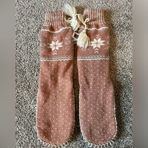 Mukluks dusty pink boho tall sock slippers